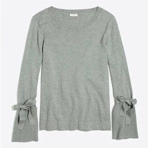 ☕ J.Crew Tie Bell-Sleeve Tie Gray Sweater Size Small